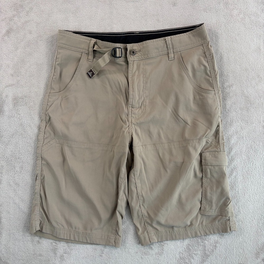 prAna Stretch Zion Shorts Men Small 31x11 Beige UPF 50+ Performance Cargo Hiking